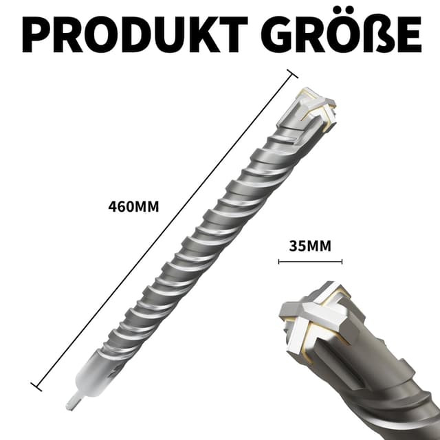 Thumbnail 1 de SDS Plus Bohrer 35 mm × 460 mm für Beton, Mauerwerk & Stein – Doppelspirale & 40CR-Stahl