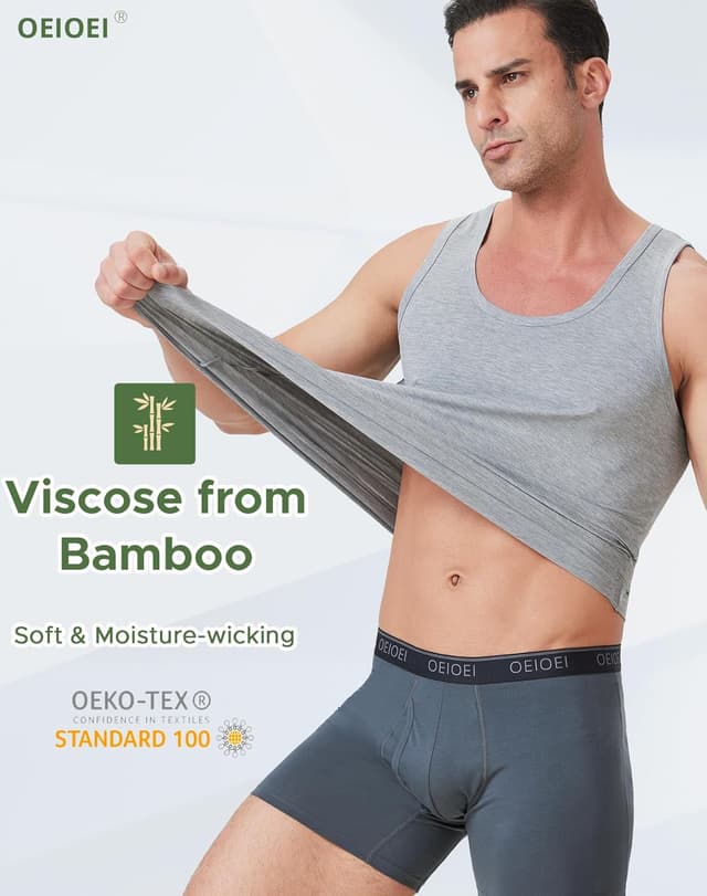 Detalle 2 de OEIOEI men’s bamboo breathable tank tops vest (pack of 3) – moisture-wicking sleeveless undershirts