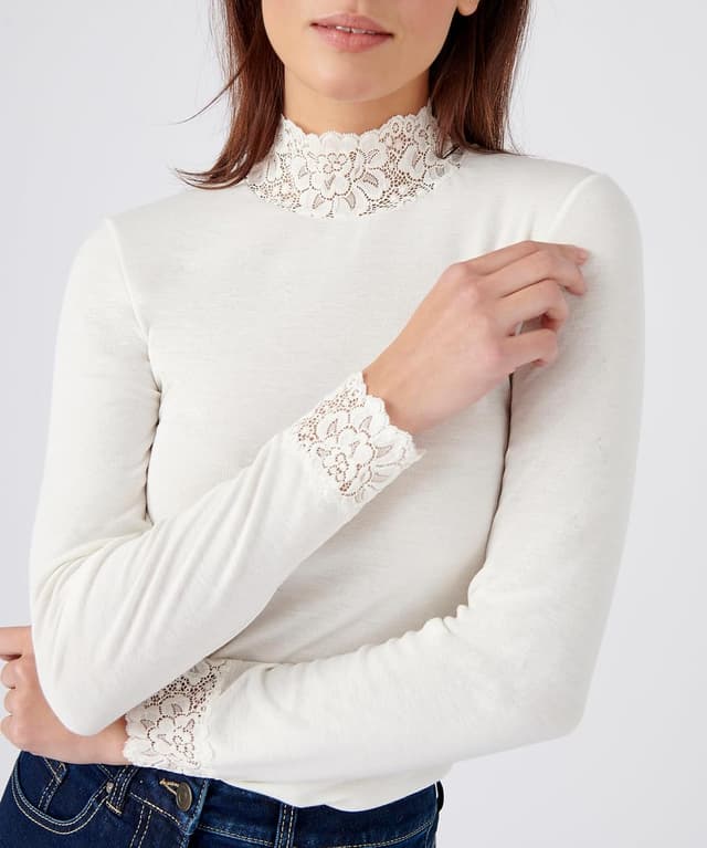 Detalle de T-shirt Thermolactyl à manches longues Damart Fine Côte (T-shirt femme) pour mi-saison