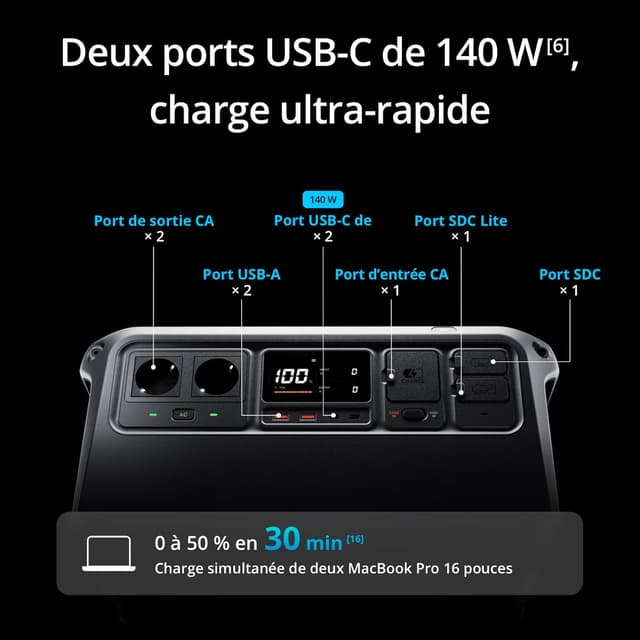 Detalle 2 de DJI Power 1000 — Station électrique portable LFP 1 024 Wh, sortie 2 200 W (camping & hors réseau)