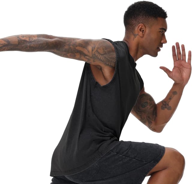 Detalle 2 de HOUZONIY Herren Tanktop Fitness ärmellos
