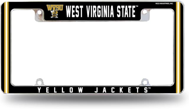 Detalle de Rico Industries NCAA Standard 12" x 6" Chrome All Over License Plate Frame (V-W-X-Y Schools)