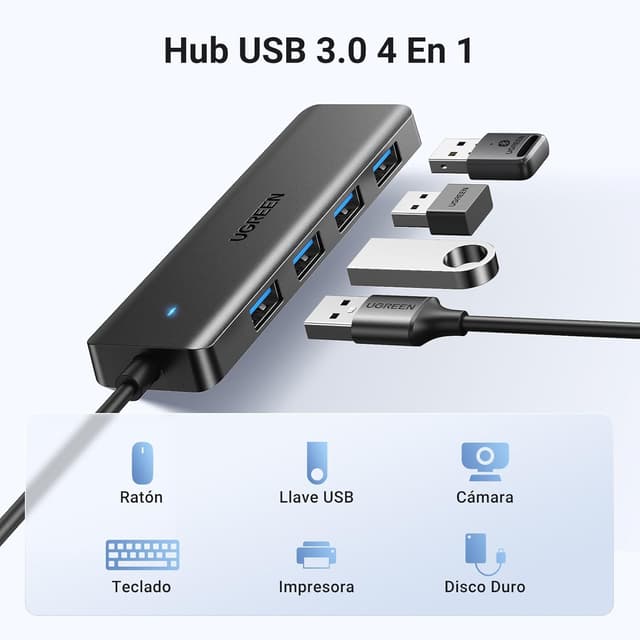 Detalle 2 de UGREEN Hub USB 3.0 4 puertos 5Gbps