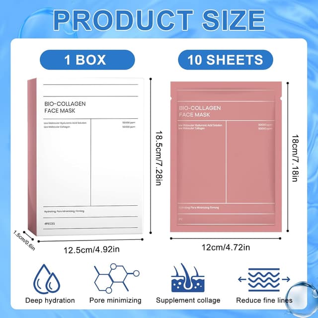Detalle 2 de 10 Stück Bio Collagen Maske „Bio-Collagen Real Deep Mask“ – Anti-Aging Gesichtsmasken für alle Hauttypen