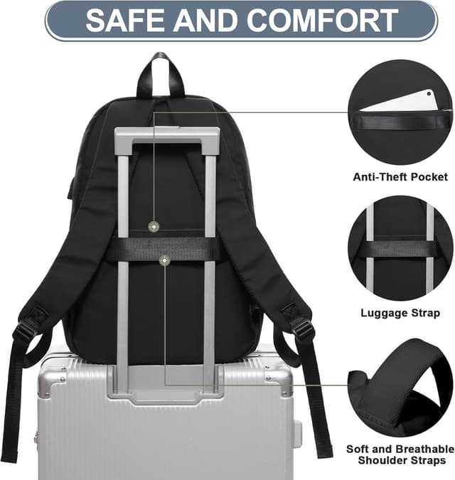 Detalle 2 de WEPLAN B1-Black 22L Laptop School Backpack (14-inch) for Secondary & College