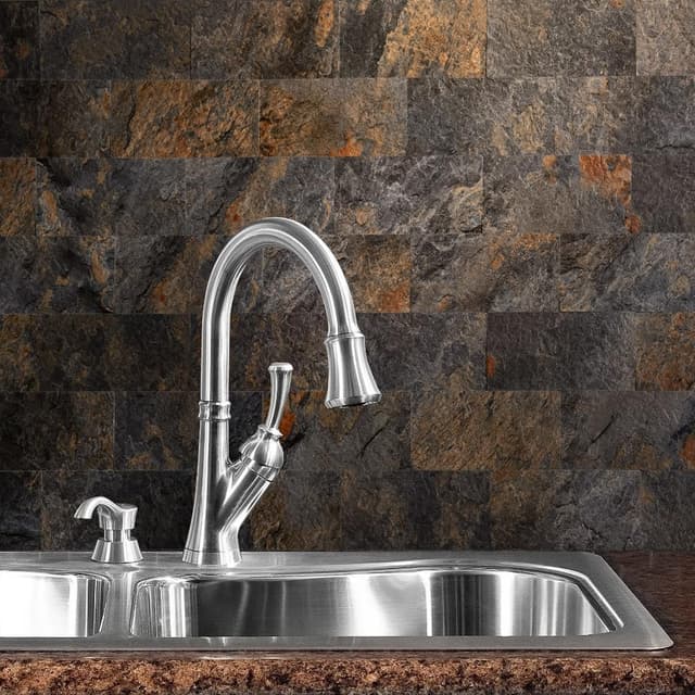 Detalle de AULIGET 200-Piece Rust Slate Peel-and-Stick Backsplash Wall Tiles (3" x 6")
