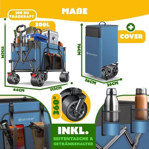 Thumbnail 7 de KESSER® Carro de Mano GTR9000🛻 200kg, Plegable, Ruedas 360°