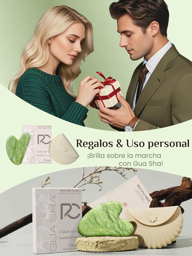 Thumbnail 5 de Rena Chris Gua Sha Jade Facial Masajeador 100% natural