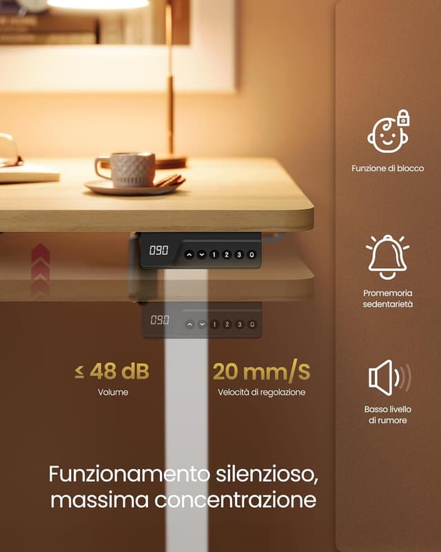 Detalle de VASAGLE Scrivania regolabile in altezza elettrica con memoria (4 altezze) LSD310YA03, 100 x 60 cm