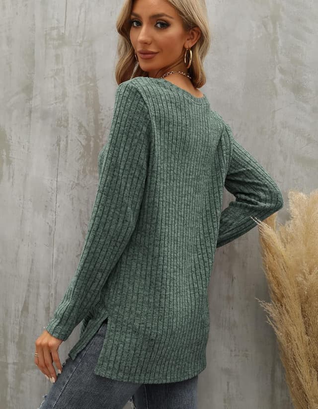 Detalle de Odosalii Pullover Strickshirt mit Seitenschlitz