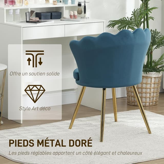 Thumbnail 3 de HOMCOM Fauteuil Coquillage Bleu 67x64x77 cm