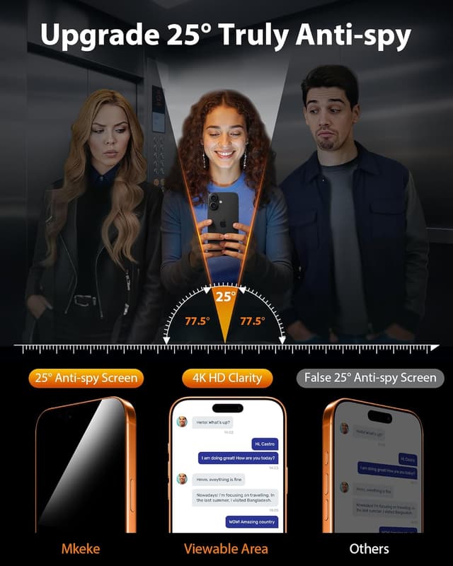 Thumbnail 2 de Mkeke iPhone 17 Pro Privacy Screen