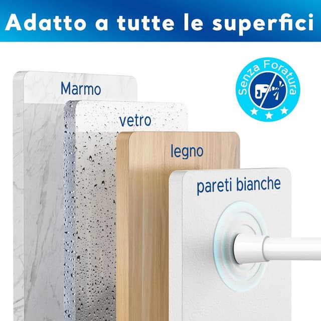 Detalle de BSYXLSX Bastoni a pressione estensibili per tende (2 pezzi) 70-100 cm, diametro 16 mm, bianco