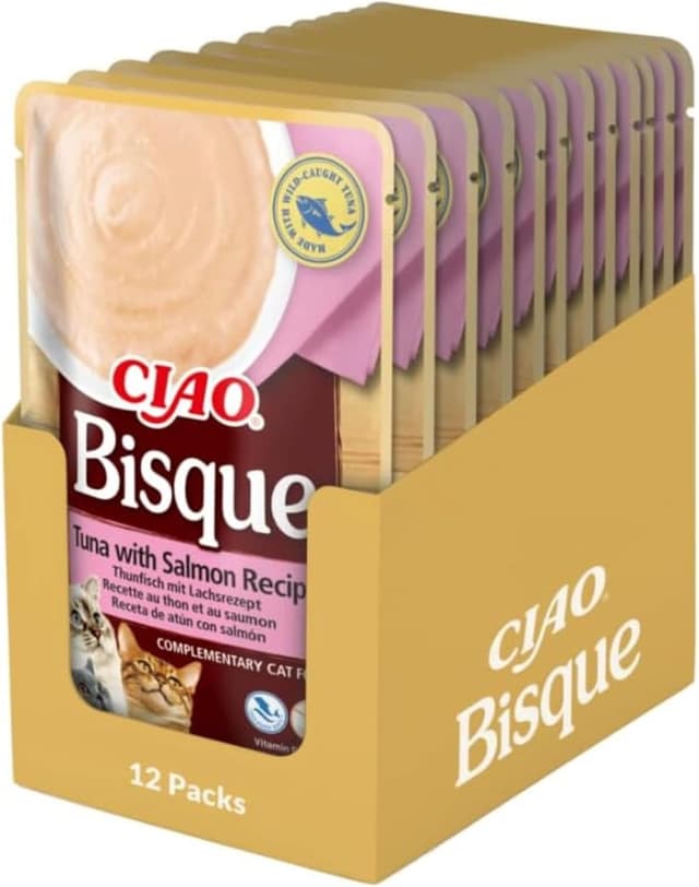 Imagen de INABA Ciao Bisque Katzenfutter Nass ohne Getreide und Zucker, kalorienarm (28% Thunfisch) – 40 g im 12er Pack en OfertitasTOP