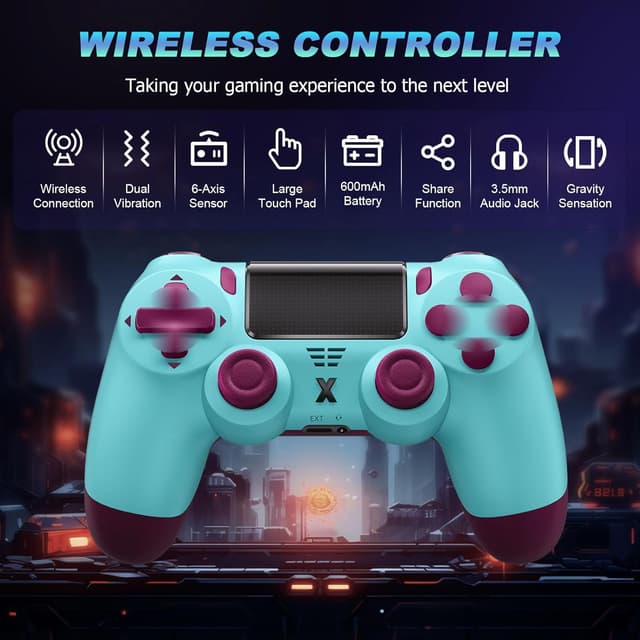 Detalle de Glitfix Wireless Controller for P4, P4 Pro, P4 Slim & PC (Bluetooth gamepad with vibration, touch panel and 3.5mm audio)
