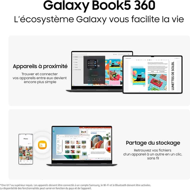 Detalle 2 de Samsung Galaxy Book5 360 15,6" Copilot+PC (2-en-1 convertible) – Core Ultra 7, 16 Go RAM, 1 To, clavier AZERTY FR