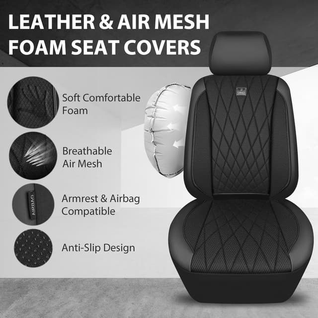 Thumbnail 4 de CAR PASS Thick Foam 3D Mesh Leather Car Seat Covers 1 Set