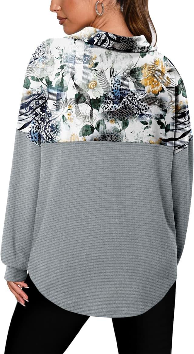 Detalle de CHICZONE Women’s oversized quarter-zip sweatshirt pullover