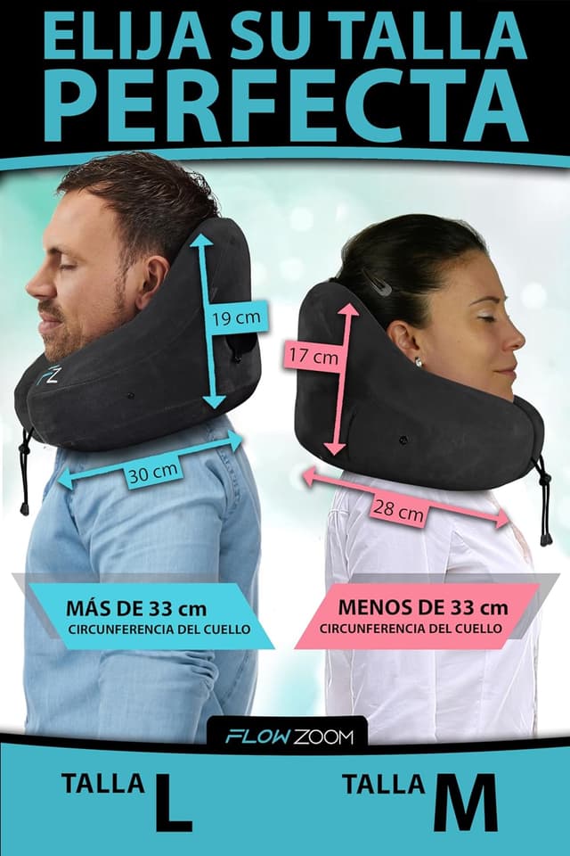 Thumbnail 4 de FLOWZOOM Almohada de Viaje Hinchable 💤 Talla L con Capucha Negra