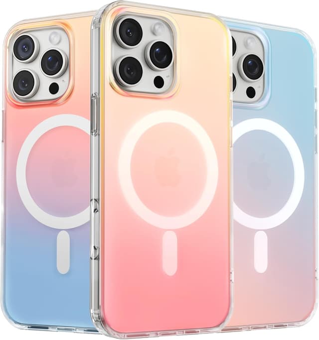 Detalle de ORNARTO MagSafe case for iPhone 16 Pro Max – shockproof rainbow sunset cover