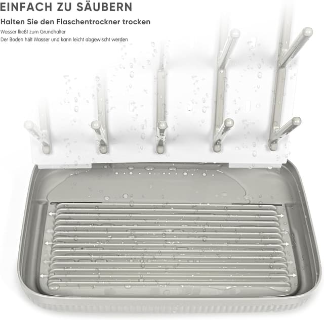 Detalle de Termichy Baby Bottle Drying Rack (Large Vertical) – BPA-free, space-saving vertical dryer for bottles and pump parts (Khaki)