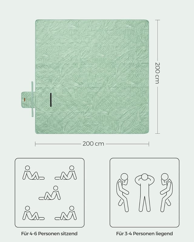 Detalle de SONGMICS Picknickdecke 200 x 200 cm