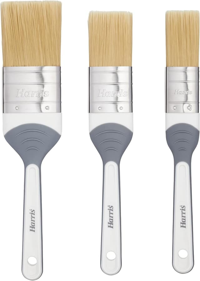 Detalle de Harris Seriously Good Woodwork Stain & Varnish Paint Brushes (3-pack) – 1", 1.5" and 2" in Grey