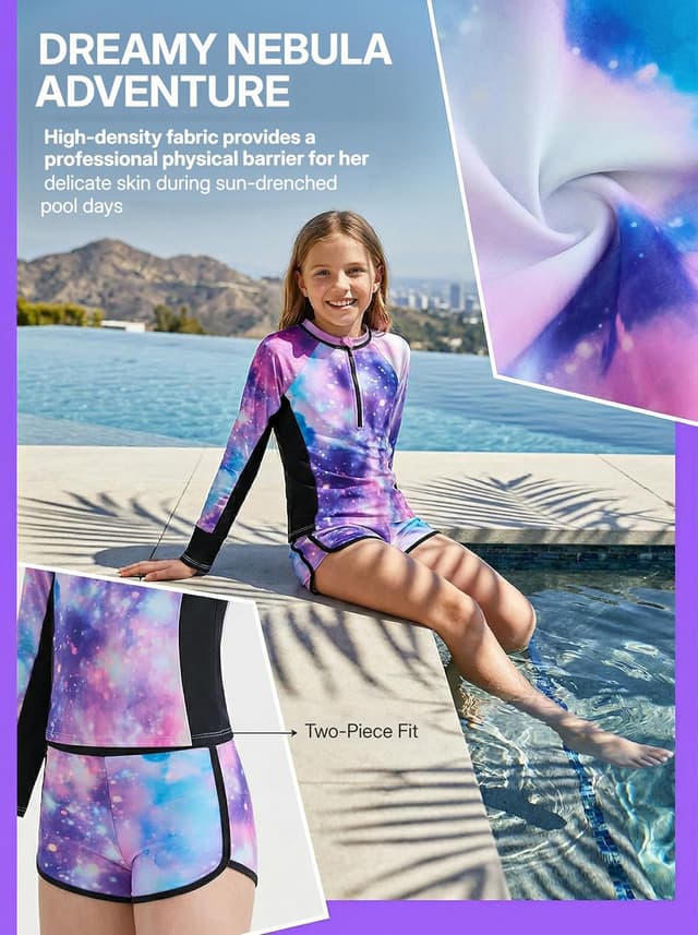 Detalle 2 de Ensemble maillot anti-UV 2 pièces, 8-12 ans