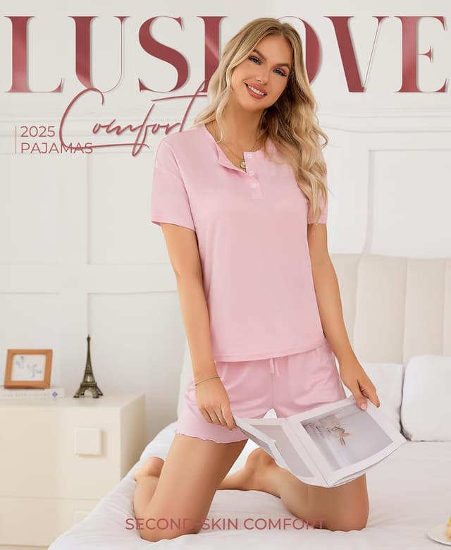 Detalle 2 de LUSLOVE Pyjama Kurz Damen Set für Sommer