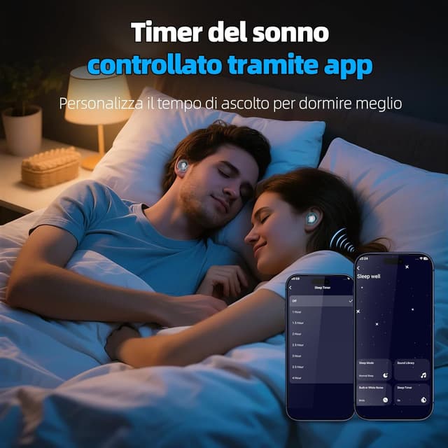 Detalle 2 de ZOVIMAX Cuffie Bluetooth per dormire sul fianco con modalità sonno doppia, 40 ore, IPX7 e display LED