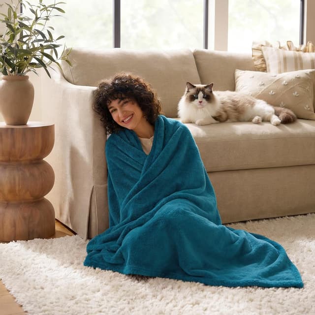 Detalle de CozyLux Kuscheldecke Flauschig Klein 130 x 150 cm – Weiche Flanell-/Fleece-Sofa-Überwurfdecke in Türkis