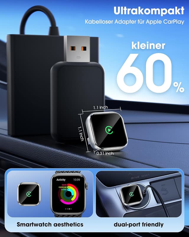 Detalle 2 de QINOJA Wireless CarPlay Adapter 5GHz