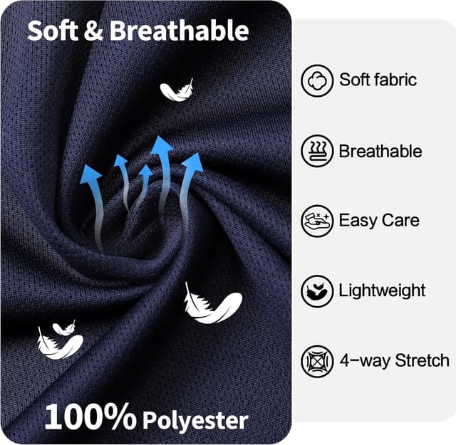 Detalle de Men’s Long Sleeve Sports T-Shirts (1 or 5 Pack) – Breathable Quick-Dry Gym & Running Activewear