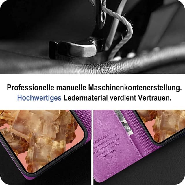 Detalle de Giyer Hülle für Google Pixel 8 mit Displayschutzfolie – PU-Leder Wallet Case mit Kartenfächern und Standfunktion (Lila)