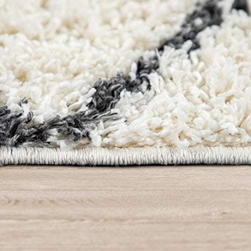 Thumbnail 1 de Paco Home Tapis Shaggy Losanges Crème 80x150 cm 🛋