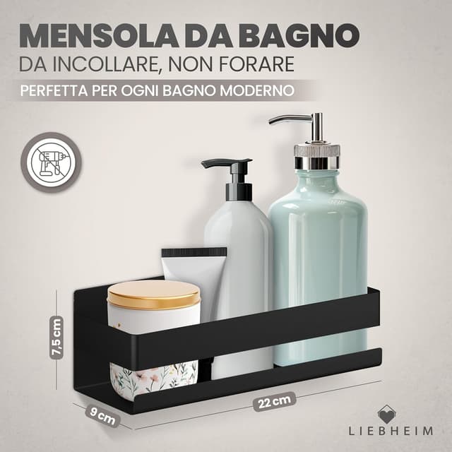 Thumbnail 1 de LIEBHEIM Porta Sapone Doccia mensola bagno nero