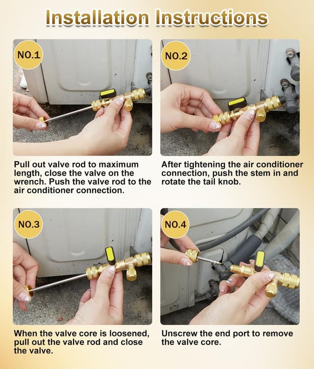 Detalle 1 de WADEO Valve Core Remover & Installer Tool (Dual SAE 1/4 & 5/16) with Valve Cores and Brass Nuts