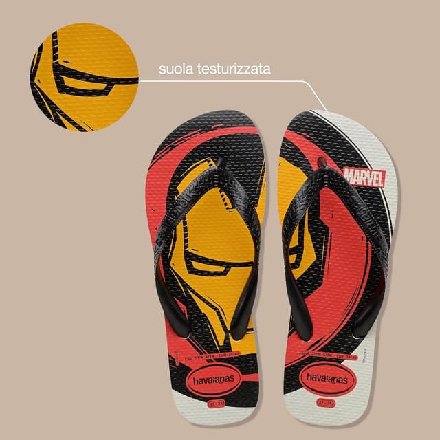 Detalle de Havaianas Top Marvel Logomanía infradito da uomo con stampa supereroi