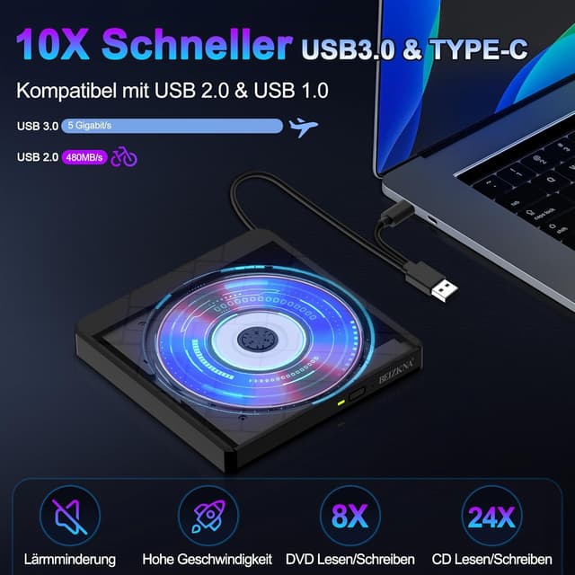 Detalle de Externes CD DVD Laufwerk USB 3.0 📀
