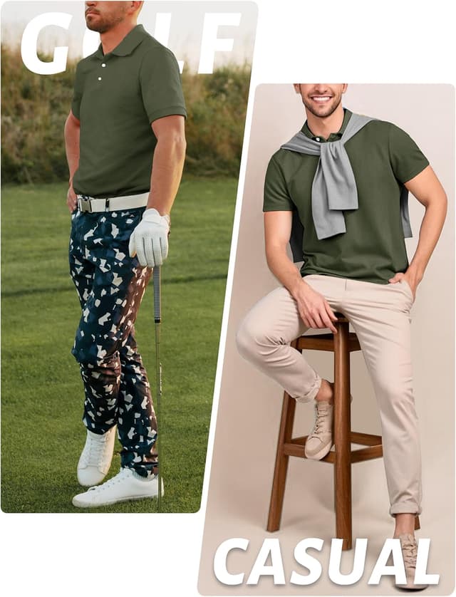 Detalle 2 de TACVASEN Herren-Poloshirt Kurzarm für Sommer: schnell trocknend & atmungsaktiv (Funktions-Poloshirt für Golf und Tennis)