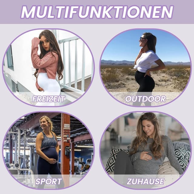 Detalle 2 de DDOBB Damen Umstandsleggings mit Taschen (High Waist) für Schwangerschaft, Yoga & Alltag