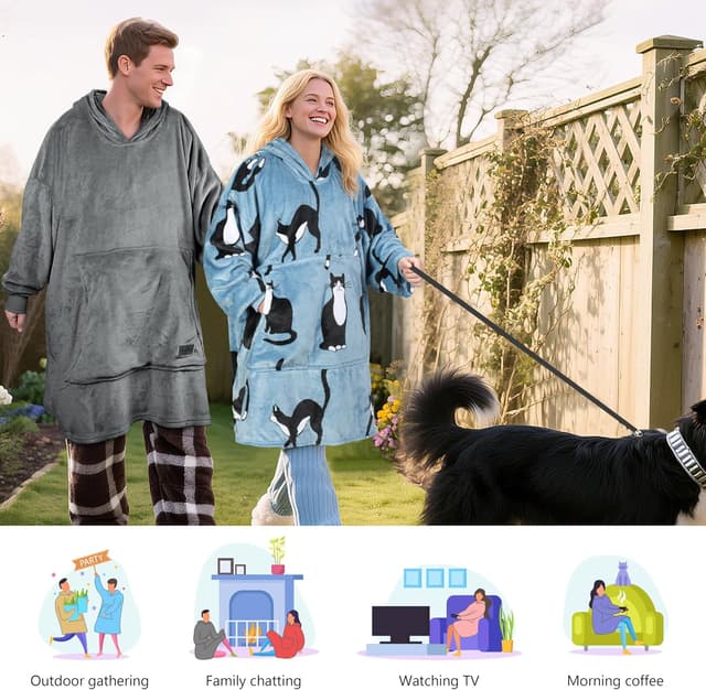 Thumbnail 1 de Catalonia Classy Kuschelige Fleece-Kapuzendecke 1 Größe