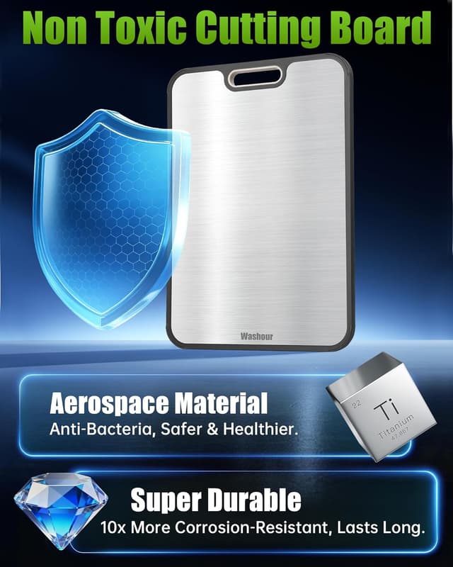 Detalle 2 de Washour Titanium Cutting Board 16" 🔪