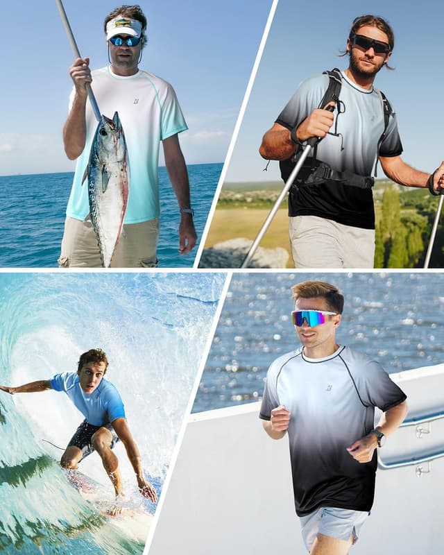 Detalle de Roadbox Men’s Rash Guard Short Sleeve UPF 50+ Quick-Dry UV Swim T-Shirt