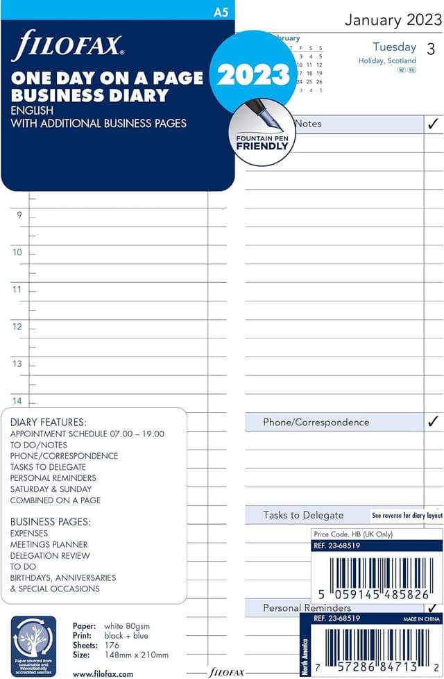 Imagen de Filofax A5 ENGLISH DAY/PAGE 2023 White en OfertitasTOP