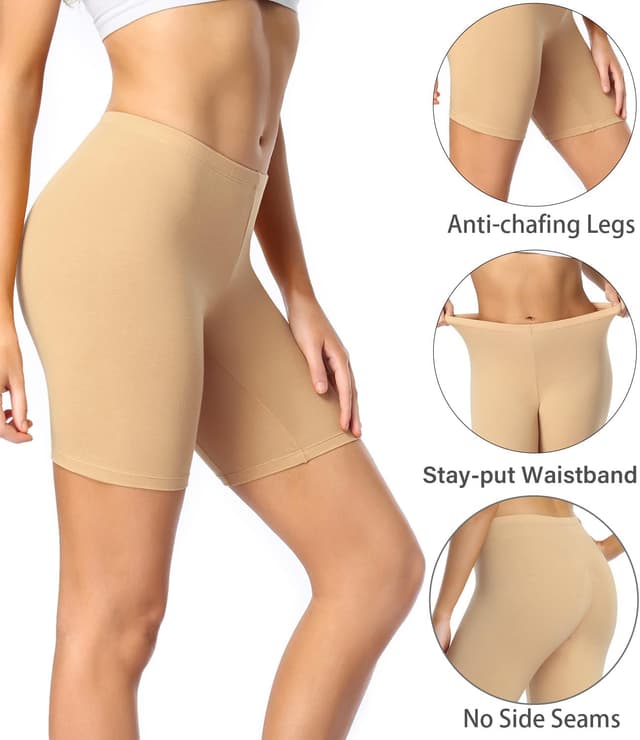 Detalle de wirarpa Radlerhose Damen im 4er Pack – kurze Baumwoll-Boxershorts gegen Scheuern, 20 cm Beininnenlänge