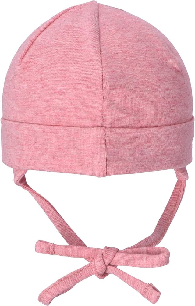 Detalle de Sterntaler OCS Beanie mit Umschlag – Bio-Melange-Mütze mit Ohrenklappen und Bindeband für Babys