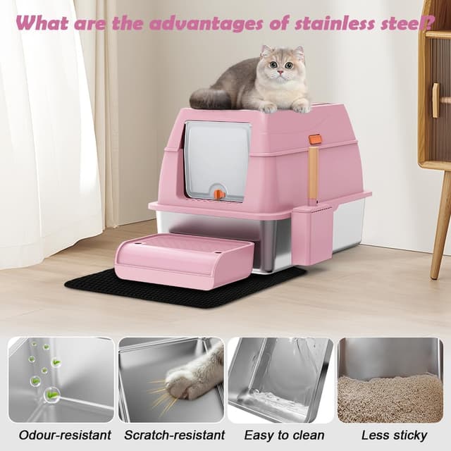 Detalle 1 de Stainless Steel Cat Litter Box XL 59.4 cm