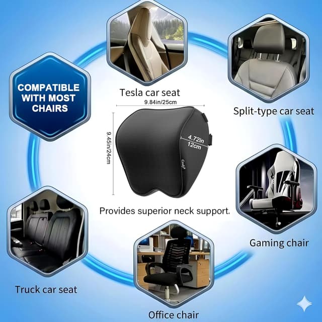 Thumbnail 2 de Crofy 2er-Pack Auto-Nackenkissen 100% Memory-Schaum