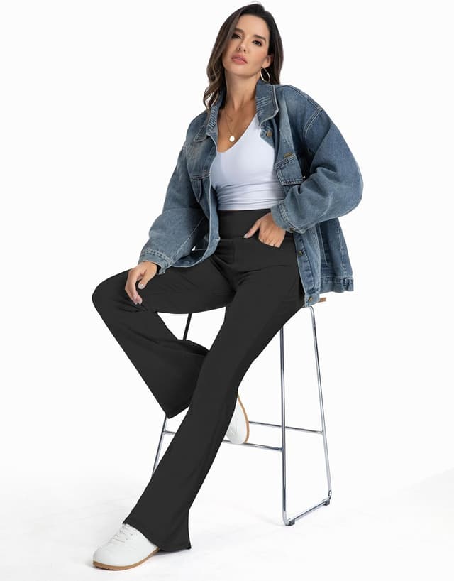 Thumbnail 6 de THE GYM PEOPLE High Waist Bootcut Jeans Damen mit Bauchkontrolle & Taschen (Stretch-Denim, weites Bein)